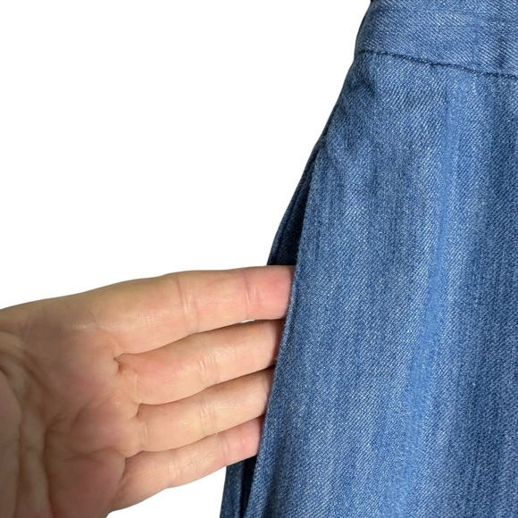 MADEWELL Huston Linen Blend Wide-Leg Crop Pants in Chambray Blue Size Large - Picture 7 of 11